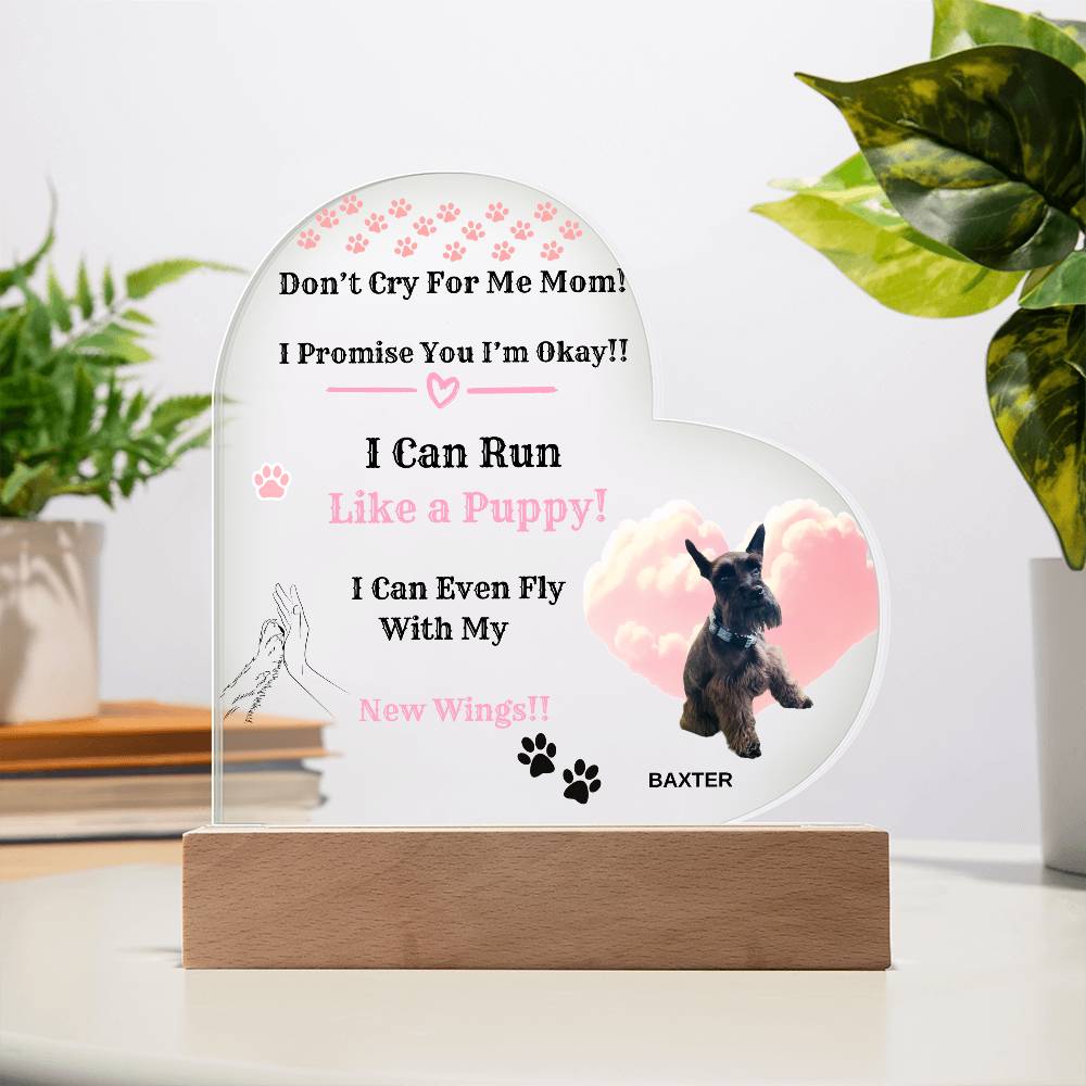 Don't Cry For Me Mom - Acrylic Heart Plaque