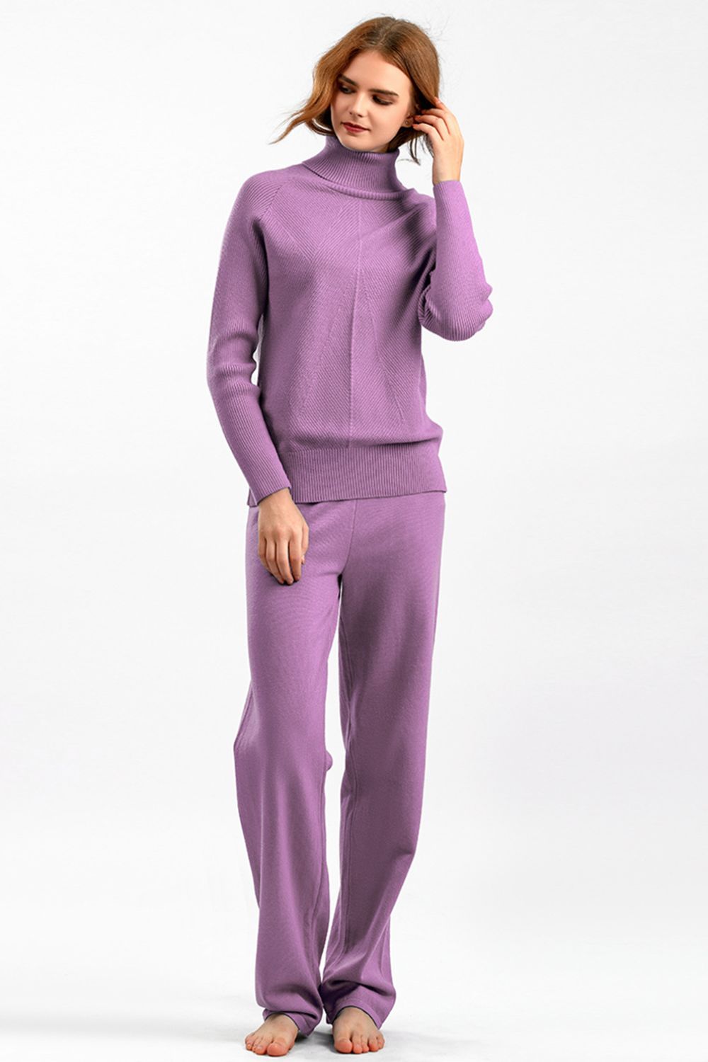 Basic Bae Turtleneck Raglan Sleeve Top and Pants Sweater Set