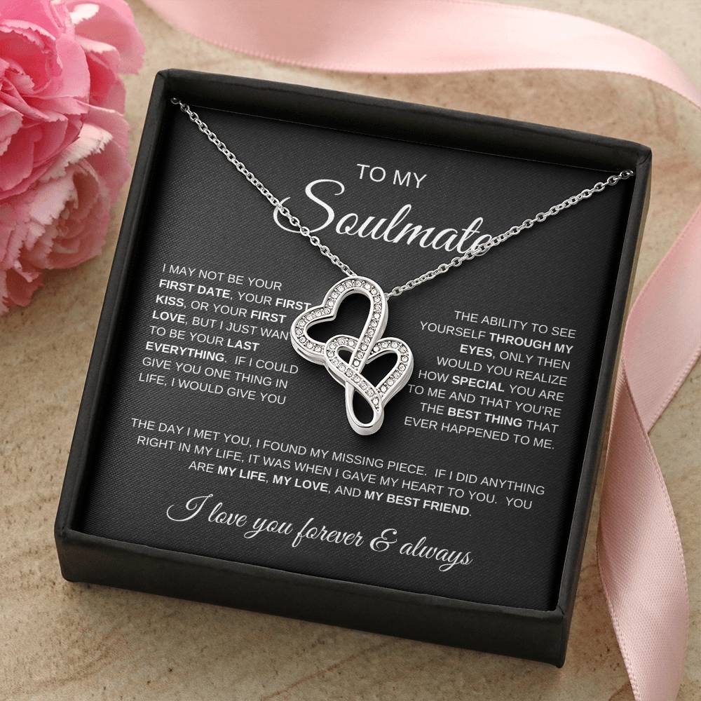 To My Soulmate, I Love You Forever and Always - Heart-to-heart Pendant Necklace