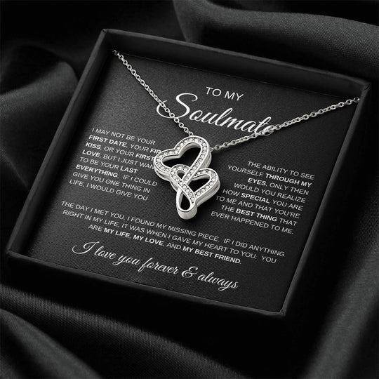 To My Soulmate, I Love You Forever and Always - Heart-to-heart Pendant Necklace