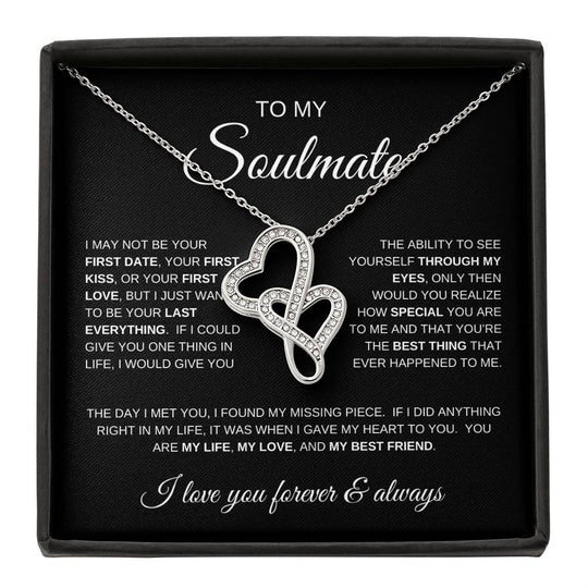 To My Soulmate, I Love You Forever and Always - Heart-to-heart Pendant Necklace