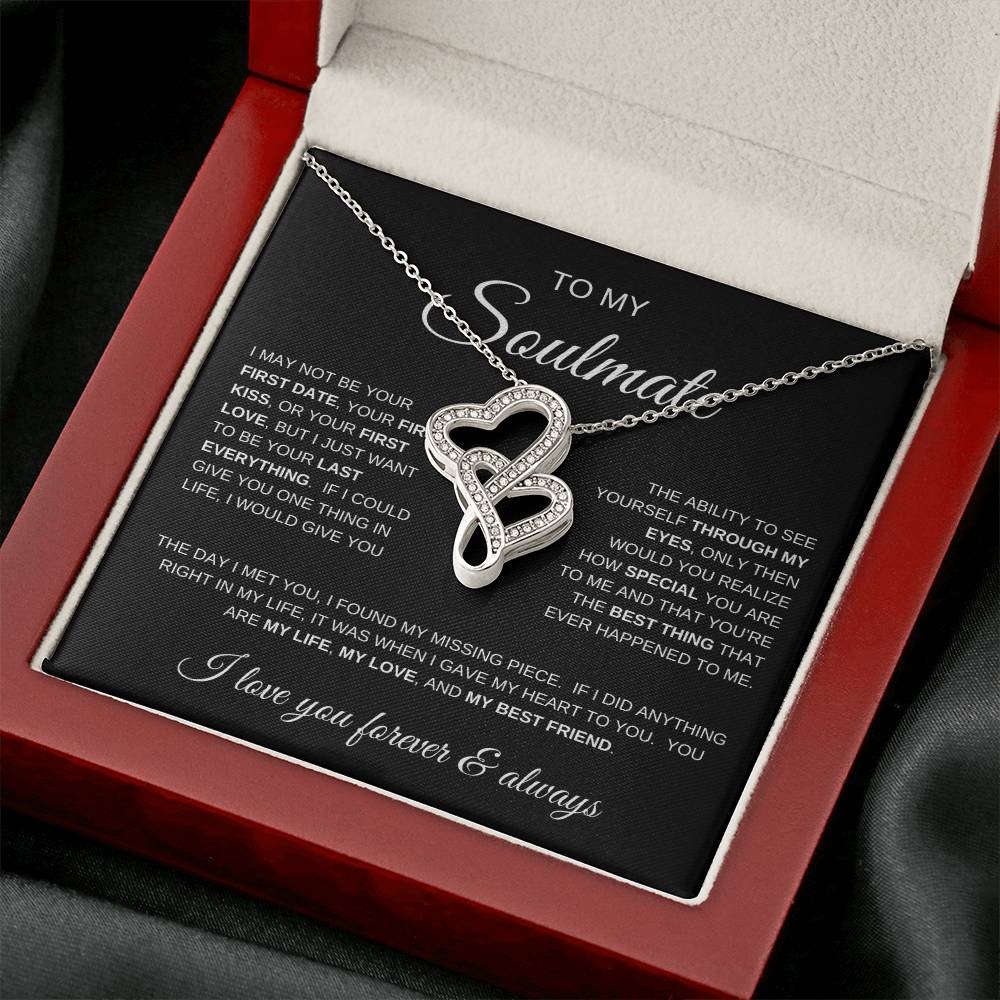 To My Soulmate, I Love You Forever and Always - Heart-to-heart Pendant Necklace