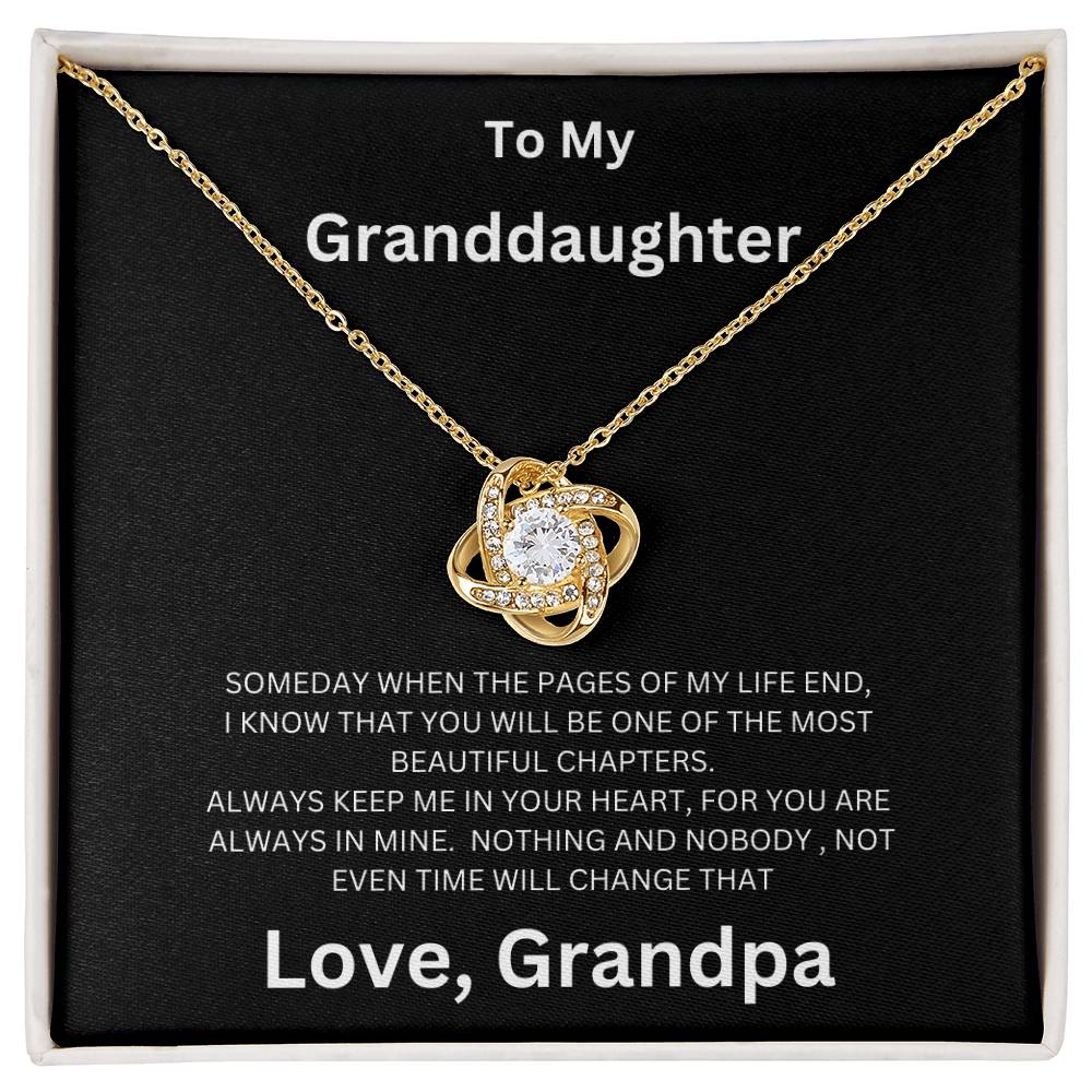 To My Granddaughter, Always Keep Me In Your Heart - Love Knot Necklace