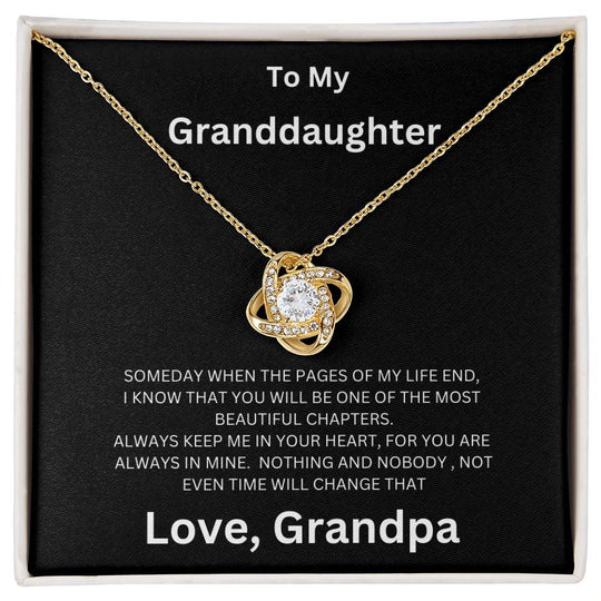 To My Granddaughter, Always Keep Me In Your Heart - Love Knot Necklace