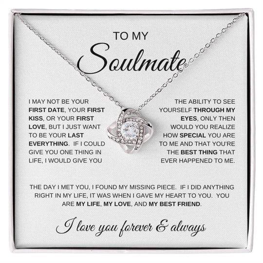 To My Soulmate, I Love You Forever and Always - Love Knot Necklace