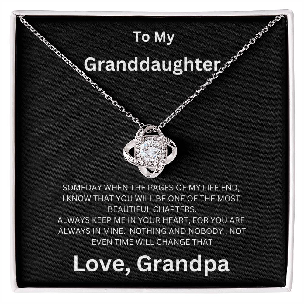 To My Granddaughter, Always Keep Me In Your Heart - Love Knot Necklace