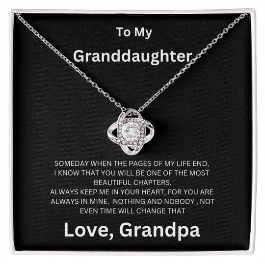 To My Granddaughter, Always Keep Me In Your Heart - Love Knot Necklace