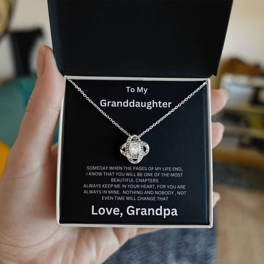 To My Granddaughter, Always Keep Me In Your Heart - Love Knot Necklace