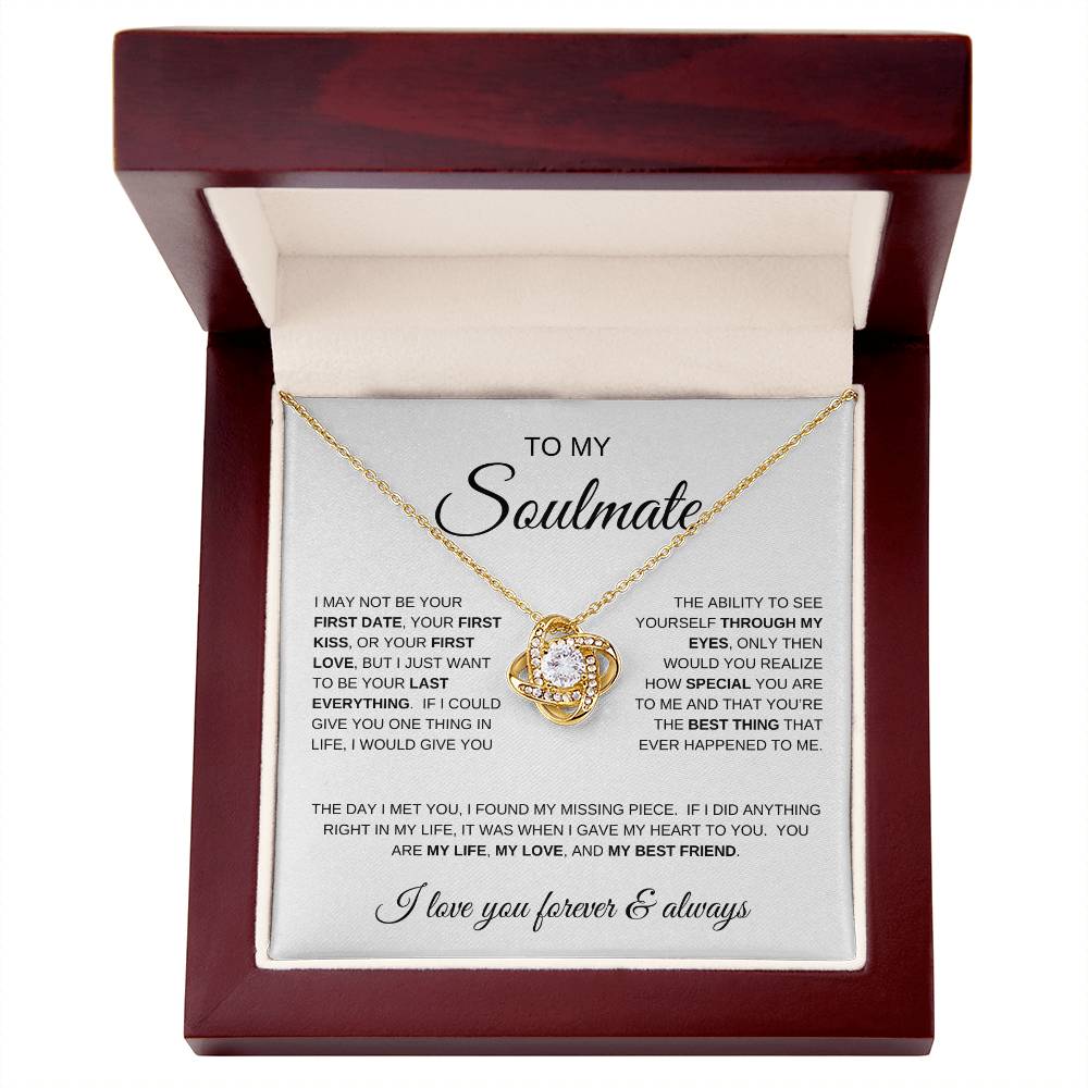 To My Soulmate, I Love You Forever and Always - Love Knot Necklace