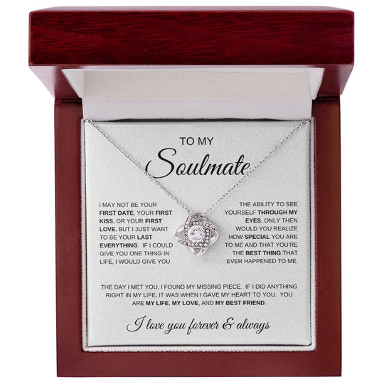 To My Soulmate, I Love You Forever and Always - Love Knot Necklace