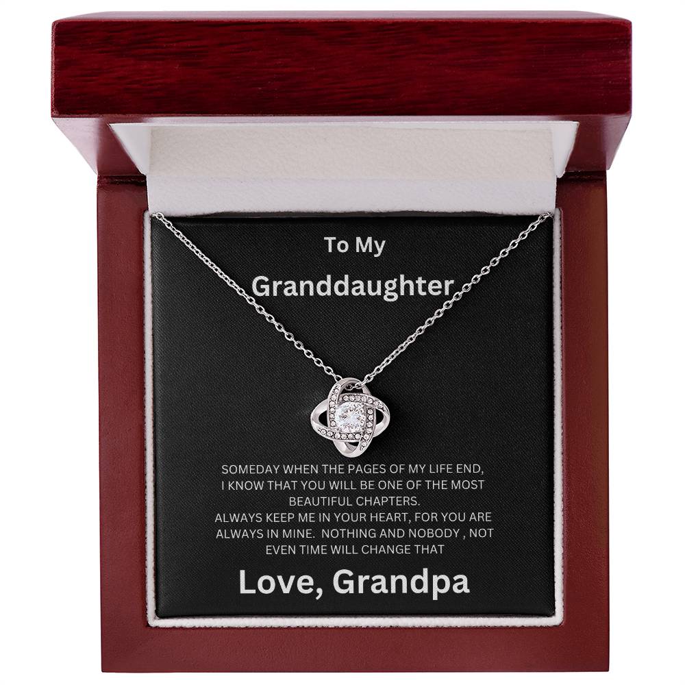 To My Granddaughter, Always Keep Me In Your Heart - Love Knot Necklace