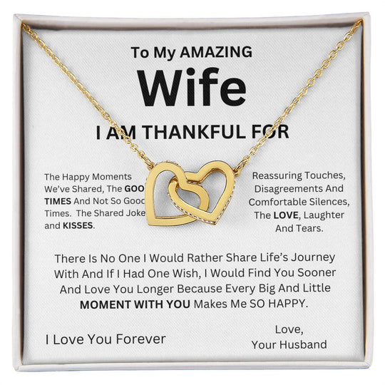 To My Amazing Wife I am Thankful For - Interlocking Hearts Necklace