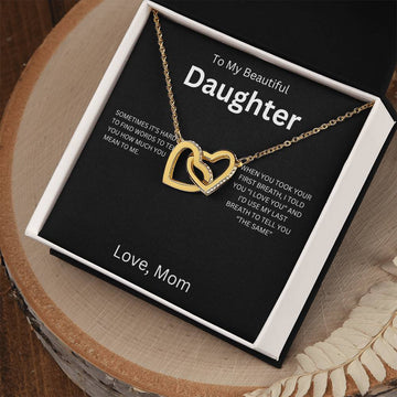 To My Beautiful Daughter, I Love You - Interlocking Hearts Necklace