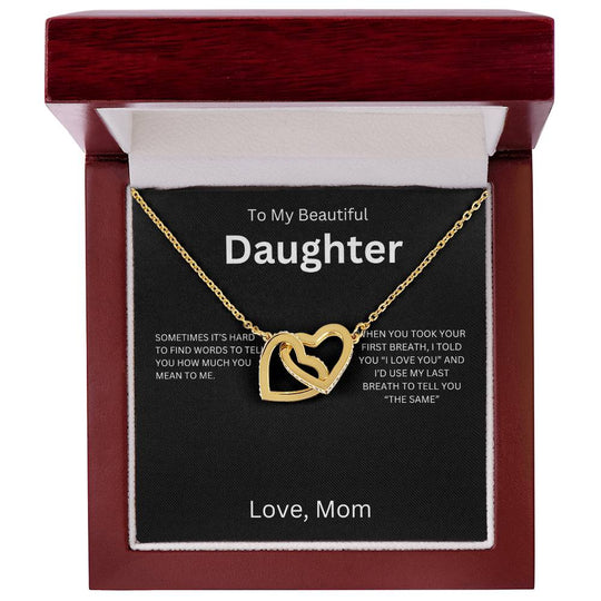 To My Beautiful Daughter, I Love You - Interlocking Hearts Necklace