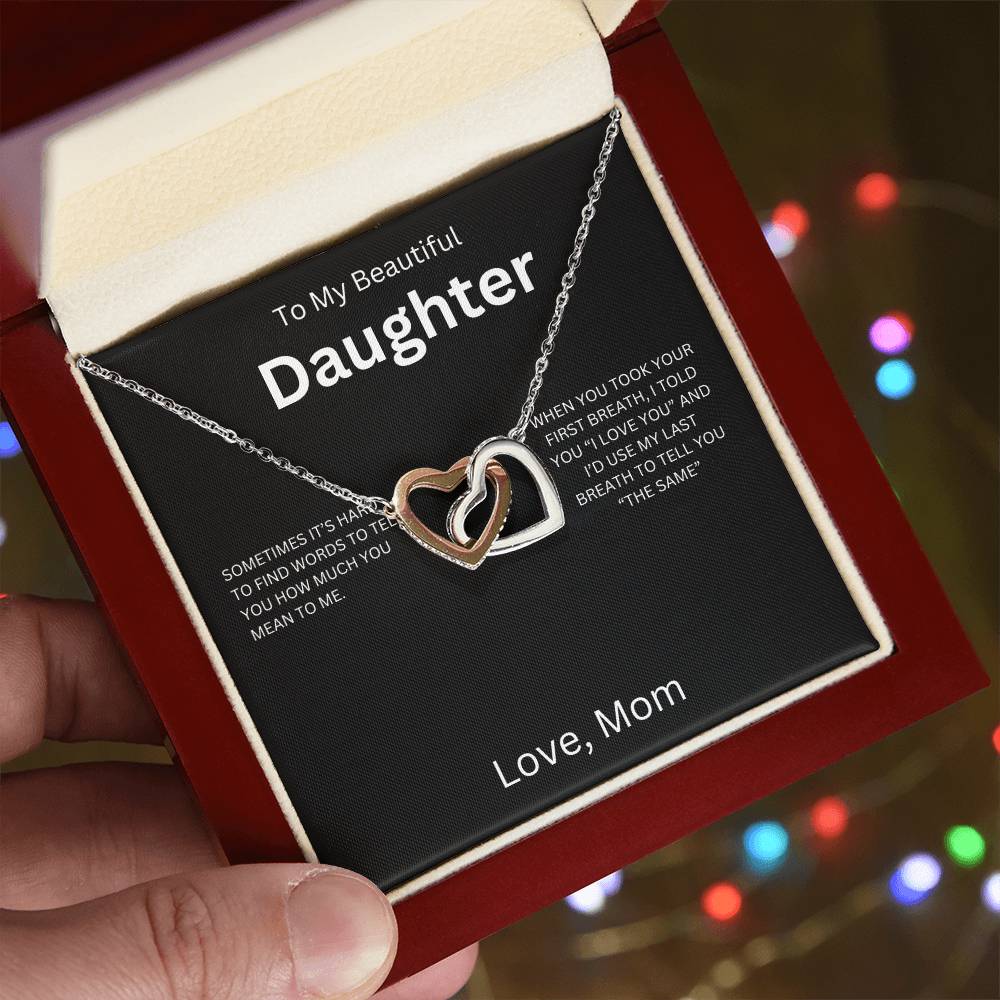 To My Beautiful Daughter, I Love You - Interlocking Hearts Necklace