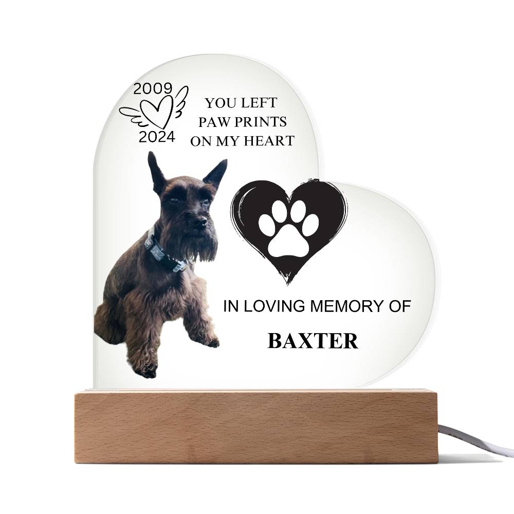 You Left Paw Prints On My Heart  - Acrylic Heart Plaque