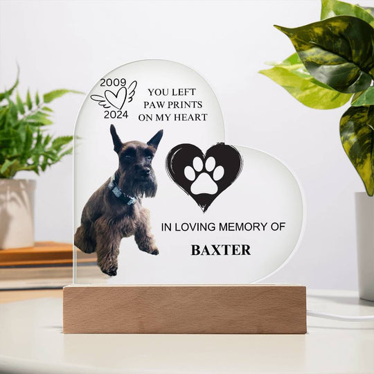 You Left Paw Prints On My Heart  - Acrylic Heart Plaque