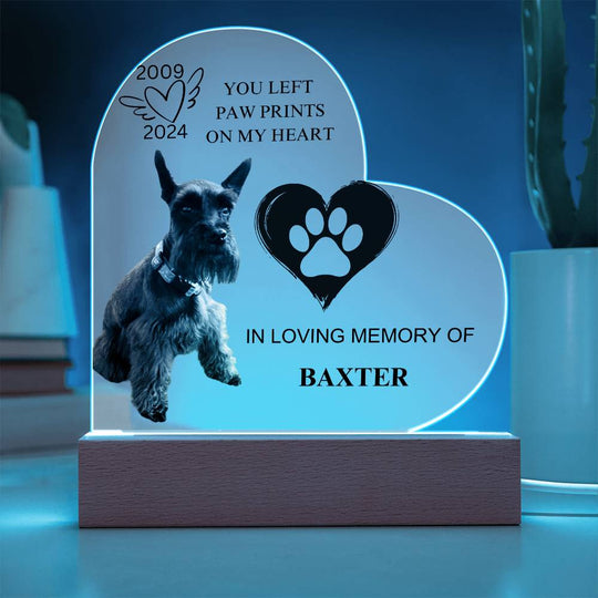 You Left Paw Prints On My Heart  - Acrylic Heart Plaque