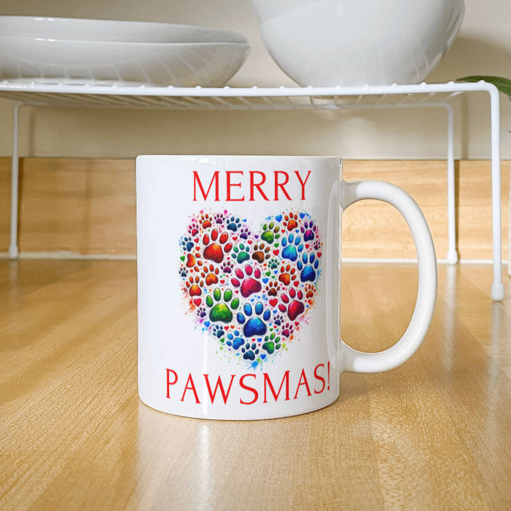 Merry Pawsmas  - White Ceramic Mug