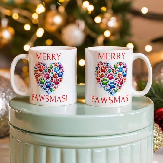 Merry Pawsmas  - White Ceramic Mug