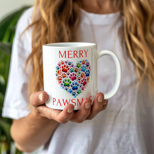 Merry Pawsmas  - White Ceramic Mug