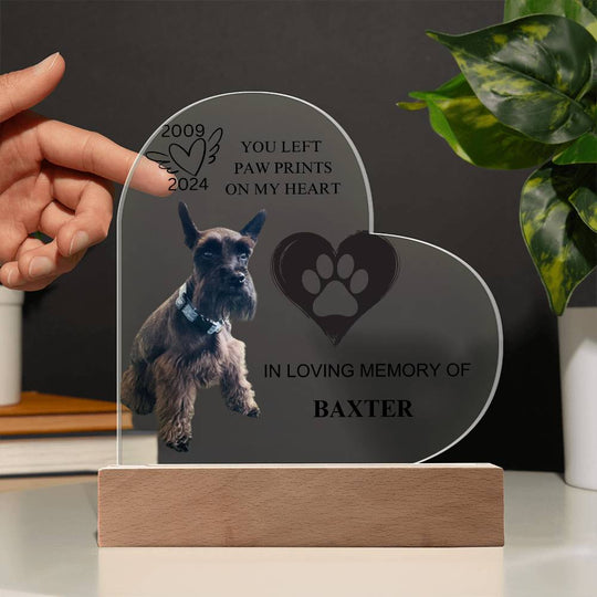 You Left Paw Prints On My Heart  - Acrylic Heart Plaque