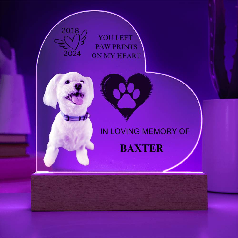You Left  Paw Prints  On My Heart -  Acrylic Heart Plaque (Copy)