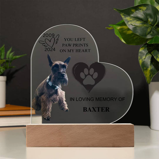 You Left Paw Prints On My Heart  - Acrylic Heart Plaque