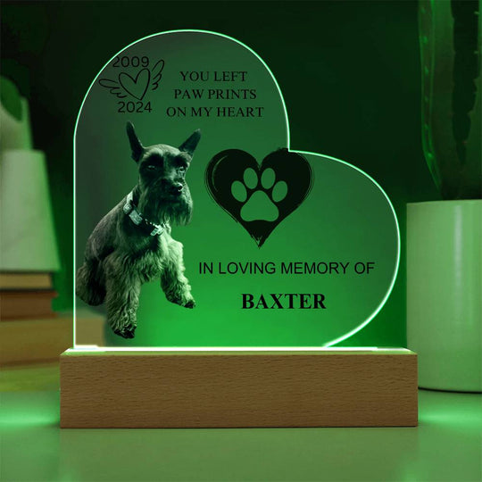 You Left Paw Prints On My Heart  - Acrylic Heart Plaque