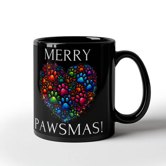 Merry Pawsmas - Black Ceramic Mug