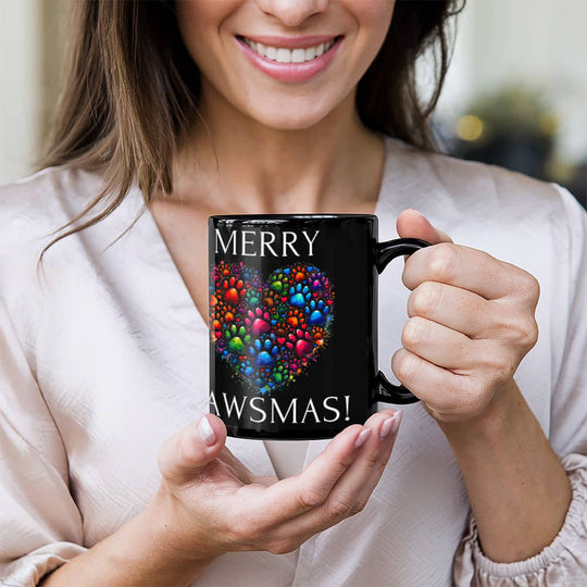 Merry Pawsmas - Black Ceramic Mug